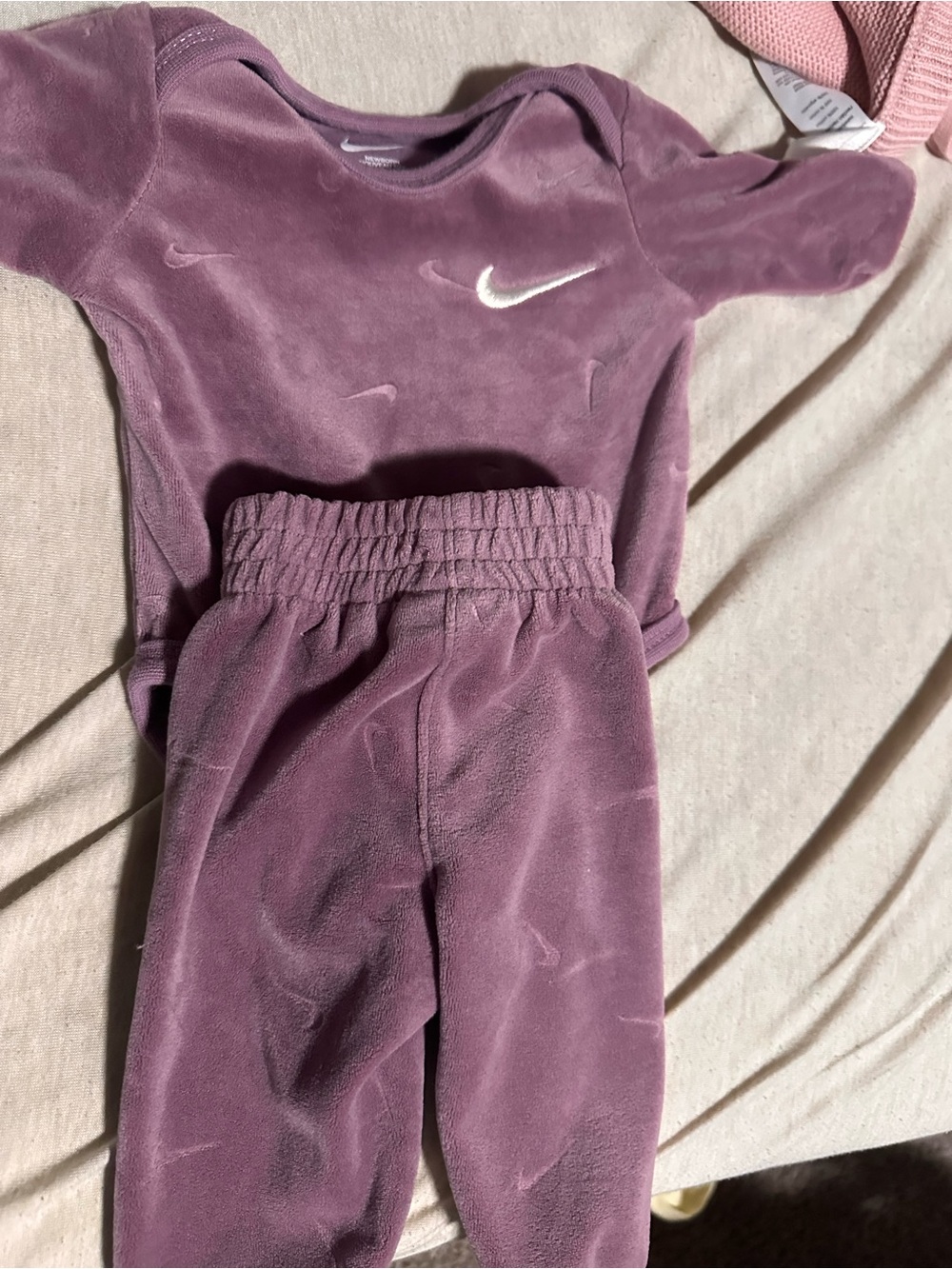 Nike Kids Purple Velour Jogger Set - Mauve Tone